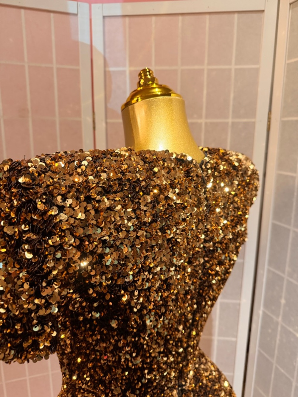 Shine ✨ Like A Star Helsi Gold Sequin Short Sleeve Dress - Picture 9 of 12